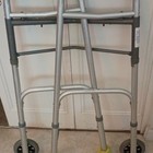 Adjustable Foldable Walking Frame 2 Wheels Lightweight Silver Yellow Adult