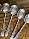 Set Of 6 Wm Rogers Lady Ann Priscilla Pattern Silverplate Round Bowl Soup Spoons