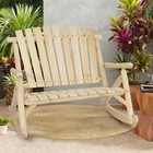 Outdoor Wood Rocking Adirondack Bench Chair Double Rocker Loveseat For 2 Persons