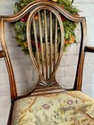 Antique Hepplewhite Style Mahogany Shield Back Arm Chair Needlepoint Drop N Seat