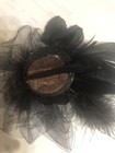 Retro Black Flower Feather Stamen Sprout Tulle  Fascinator Hair Clip
