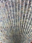 Vtg Chinese Large Paper Hand Held Fan Brass Shell Base Made In Taiwan  Blue