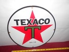 15 Inch Texaco Gas   Oil Company Adv  Sign Die Cut Heavy Metal Porcelain - X 15