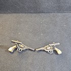 Sterling Silver Gun Shaped Bullet Back Cufflinks Western Theme Vintage