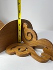 Vtg Oak Wood Wall Shelving Set Of 3 Scrollwork Victorian Semi Circle Wall Shelfs