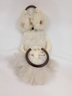 Vintage  Macrame White Owl Wall Hanging 16     Wood Round Towel Hanger