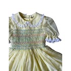Vintage Handmade Baby Girls Smocked Dress With Slip Yellow Lace Frilly 3-6 Mos