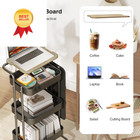 Dtk 3 Tier Metal Utility Rolling Cart With Table Top And Large-metal  Black 