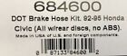 Russell 684600 Stainless Brake Hose Line Kit Honda Civic 1992-1995 No Abs