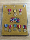 Wwii Us Army Medal Shadow Box Display Set Ww2 Bronze Star Air Medal Ribbons Vtg