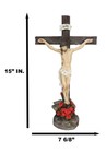 Ebros Jesus Christ On Cross W  Rose Of Sharon Base Decorative Crucifix Statue