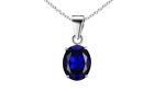 925 Sterling Silver Sapphire Oval Cut Pendant Necklace And Earring Set For Women