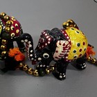 Vtg Large Handmade Indian 10 Elephant Hanging Garland Beaded String W Bells Boho