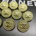 10 Chanel Buttons Cc Logo Round Gold Metal 25mm Vintage