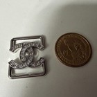 Chanel Cc Logo Button Decorative Buckle Silver Tone Rhinestones Emblem 30mmx25mm