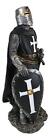 Ebros Black Cloaked Crusader Knight Of The Cross With Sword Shield Statue 11 5 h