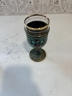 Vintage Israeli Judaica Kiddush Cups   Matzah Tray Set     Brass   Verdigris