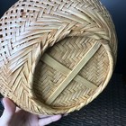 Vintage Hand Woven Bamboo Double Layered Bowl Centerpiece 9 Inches