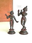 Two Antique Indian Cold Painted Bronze brass Figures Of Krishna   Radha C  1900