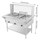3 Pan Steam Table  110v  Individual Temp Control 86-230  f  With Storage Shelf