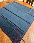 Vintage Black Tablecloth Playing Card Suites -  Poker Table Fabric - Embroidered