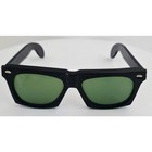 Vintage  new  1970 s Glam Unisex Sunglasses Black Frame With Green Lens