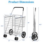 Grocery Laundry Luggage Foldable Cart With 360 Wheels Extra Basket Sliver