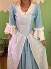 Vintage 1970s Floor-length Prairie Skirt   Top Set Blue Chambray Denim Lace Sm