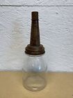 Plain Short Motor Oil Bottle Spout Cap Glass Vintage Style Gas Station