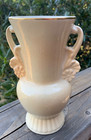Vintage Royal Copley 6 5  H Vase Double Handled Peach Glaze Ceramic Mcm