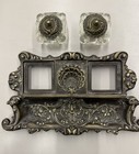 Vintage 1920 s Ornate Solid Bronze brass Double Ink Well-victorian Style 