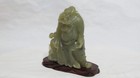 Old Chinese Soapstone Carved Figure Statue With Wood Stand