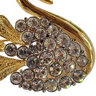Swan Brooch Pin Clear Rhinestone Gold Tone Bird 1 75  Vintage Latch Closure 