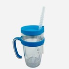 Tervis Tumbler 16 Oz Clear Flexible Straw Blue Handle Matching No Spill Lid New