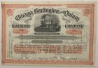Rare 1880s   1901 Chicago Burlington   Quincy Railroad Stock Orange     