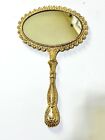 Vintage Ornate Gold Tone Metal Double Sided Handheld Vanity Mirror