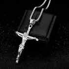 Men s Real Stainless Steel Cross Pendant Necklace 2  Jesus On Crucifix Piece