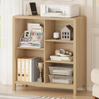 5 Cube Bookshelf  Wood Bookcase With 3 Adjustable Shelves  Modern Cube Storage O