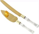 Elegant Gold Stainless Steel Cake Knife And Server Set For Weddings   Anniver   