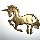 Vintage Brass Prancing Unicorn Wall Hanging Plaque Home Decor 12   x 13 5   