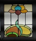 Abstract Floral Old English Leaded Stained Glass Window 18 x 21 
