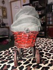 Vintage Antique Victorian Baby Doll Carriage Stroller Buggy Wicker Steel 