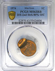 1974 1c Pcgs Ms63rb Error Lincoln   Double Struck 80  Off Center   Uniface 