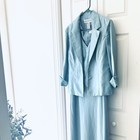 Mother Of Bride Sz 10 Ice Blue Jessica Howard Long Dress jacket Zips Beaded