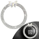 Bling Ring Emblem Car Accessories  Crystal Rhinestone Auto Push To Start White