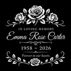 Custom Human Memorial Stone Granite Grave Marker Photo Engraved 12x12 Roses