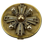 Vintage Saks Fifth Ave Elegant Double Mirror Compact W rhinestones   Faux Pearls