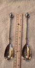 Ball End Pair Sterling Silver Sugar Spoons By George Sharp Gw Bowl Engraved 7 5 