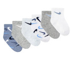 Nike Toddler Boys Swoosh Print Ankle Socks 6-pairs - Blue Grey White 12-24 Month