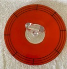 Vintage Mid Century  Retro Tidbit Snack Tray With Handle Orange With Black Trim